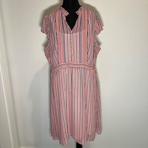 Modcloth Pink and Blue Striped Midi Dress